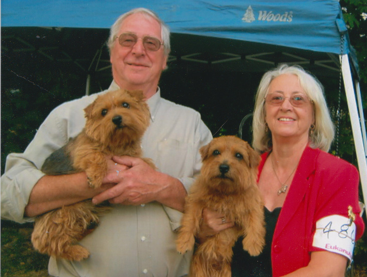 Peter and Linda Dowdle with their Norfolk Terriers